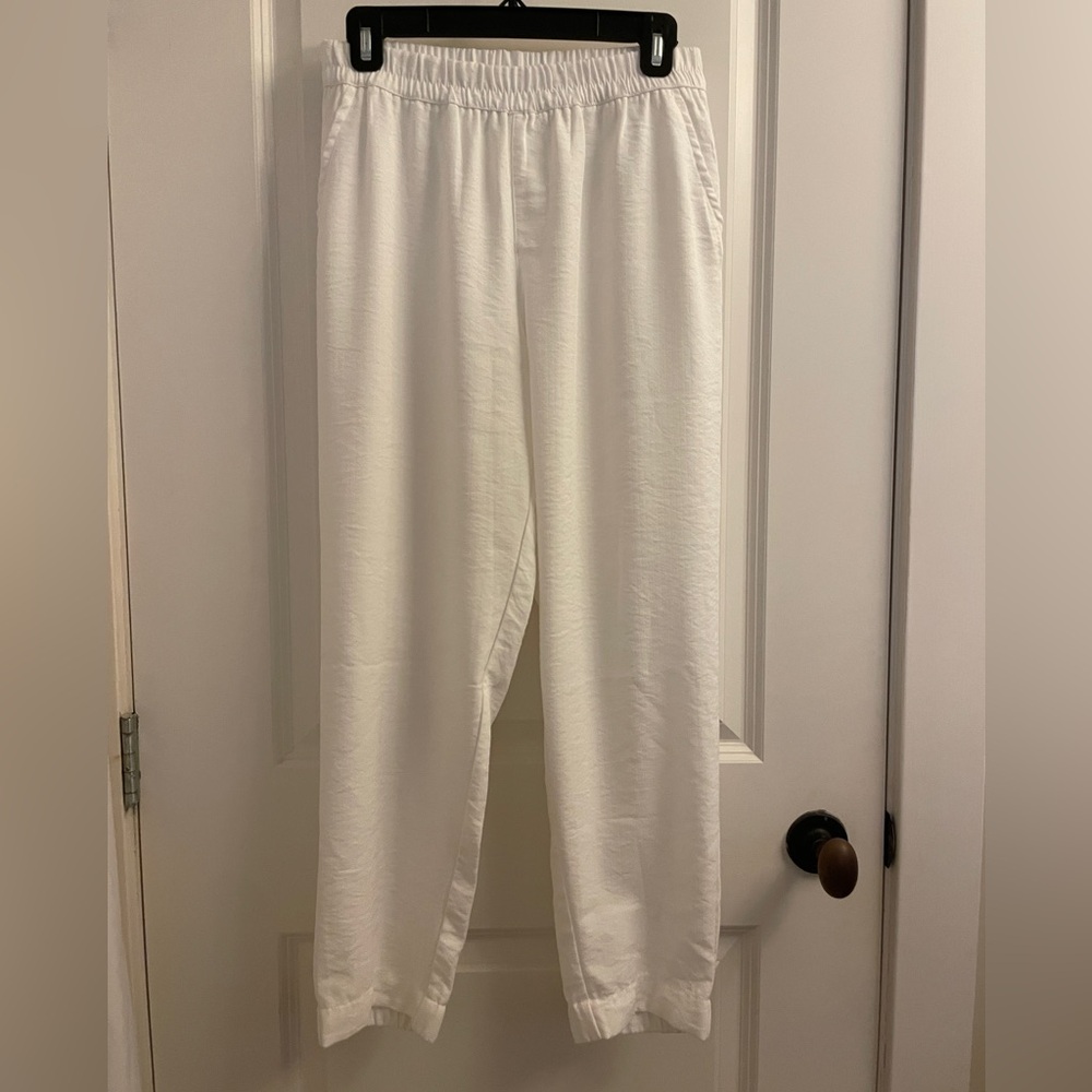 SUMMER SALE!! Women's White Linen/Cotton Ankle Length Pants